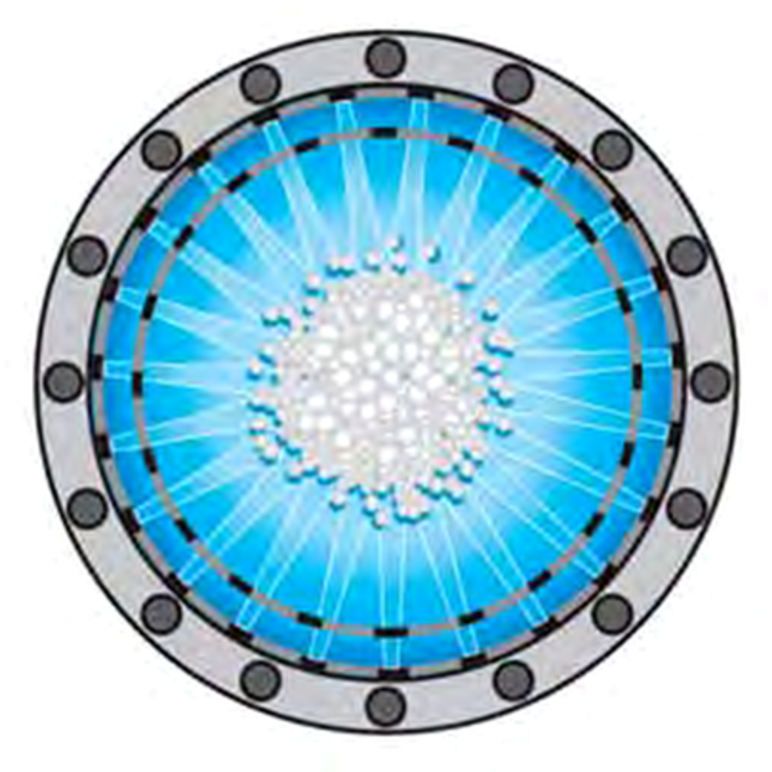 Figure 22. Top view of the WaterTamer nozzle arrangement and central cavitation region
