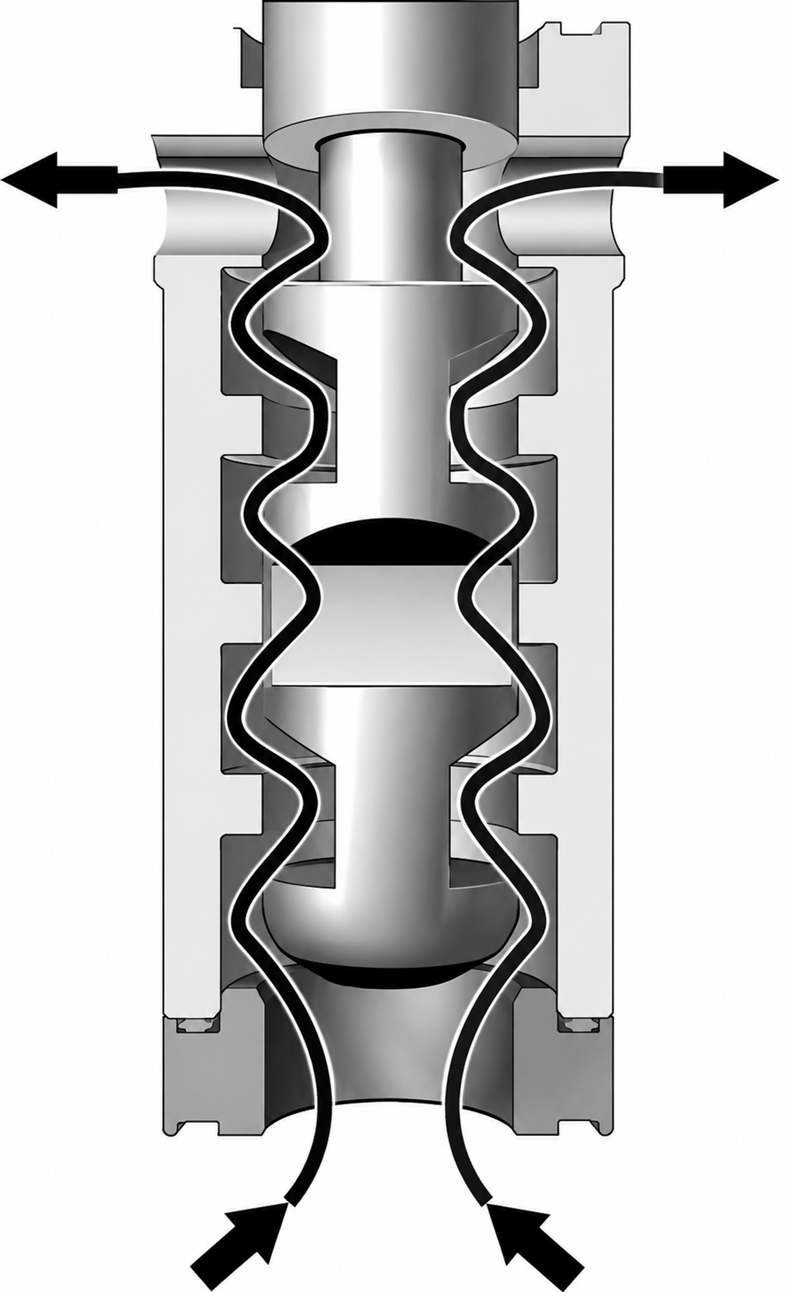 Figure 26. Axial-flow technology with three-dimensional multistage pressure reduction