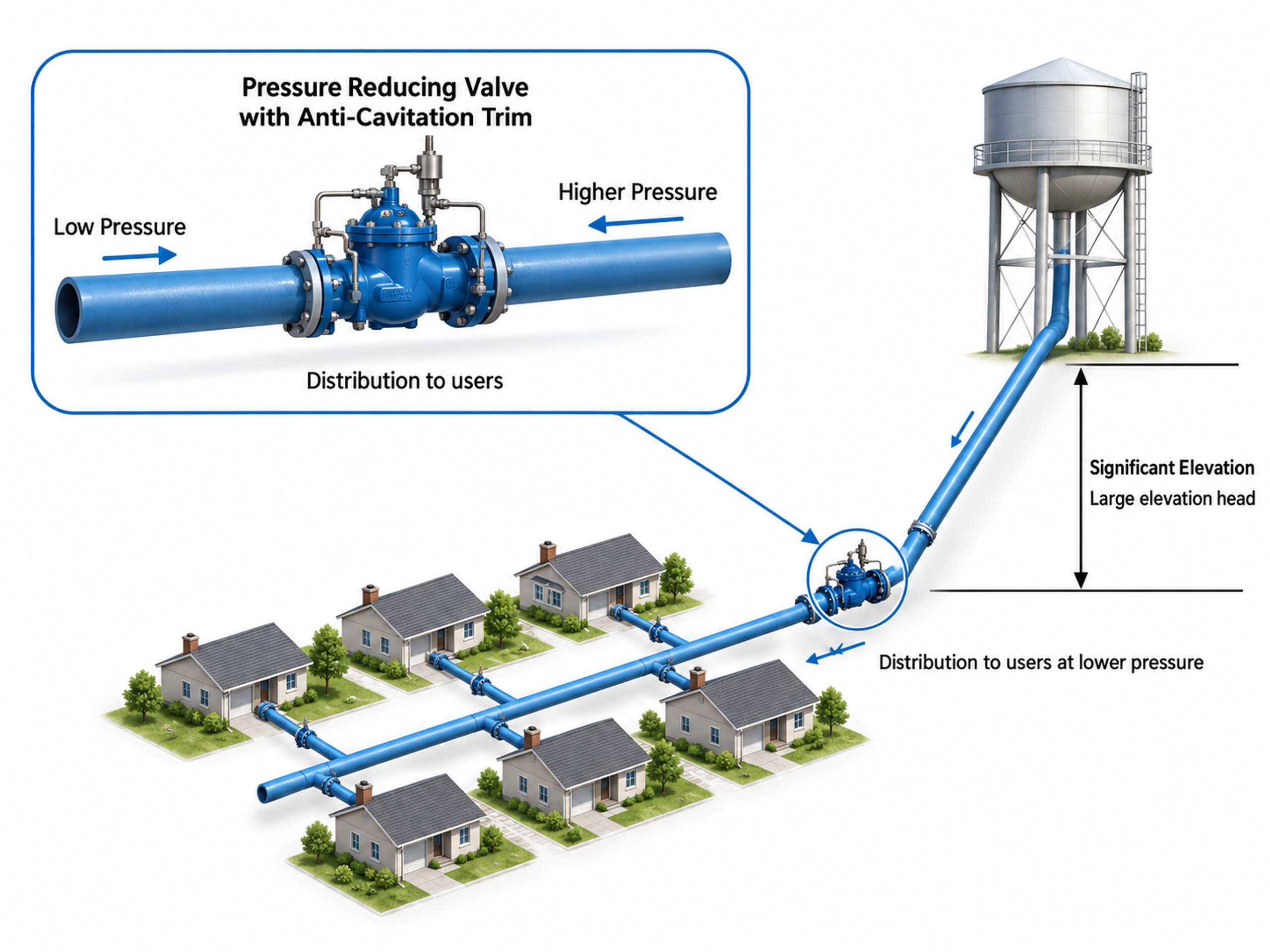 Figure 34. Water distribution pressure reduction application