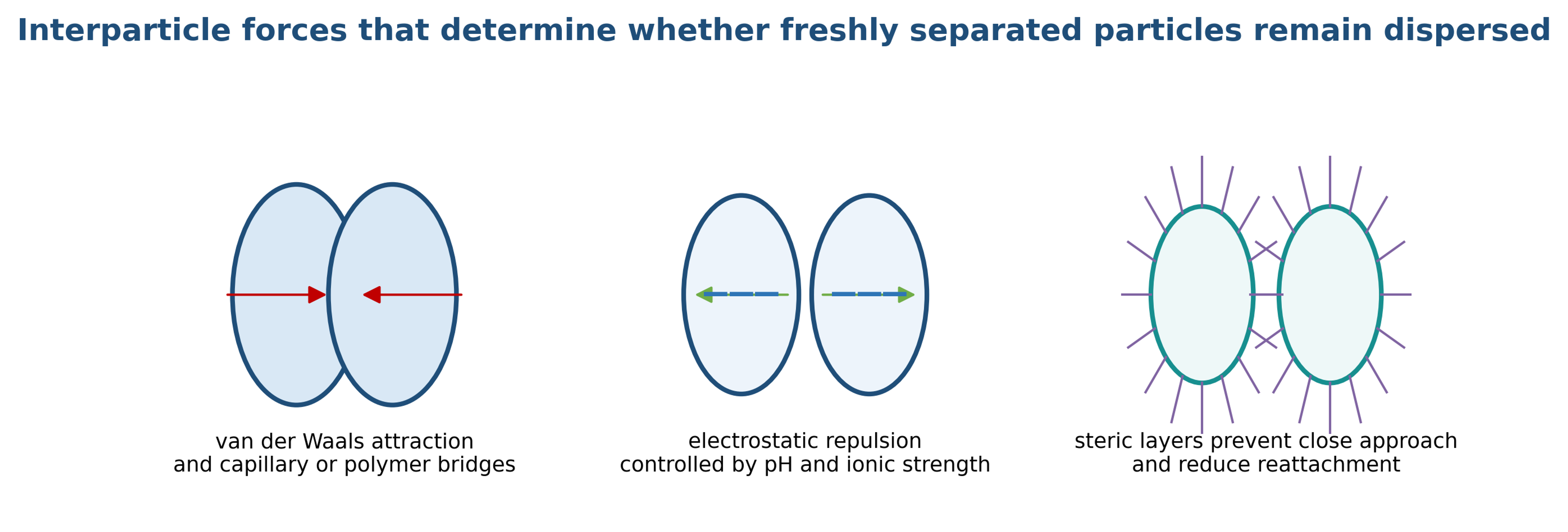 Figure 3.1. Principal interparticle forces that determine whether freshly separated particles remain dispersed