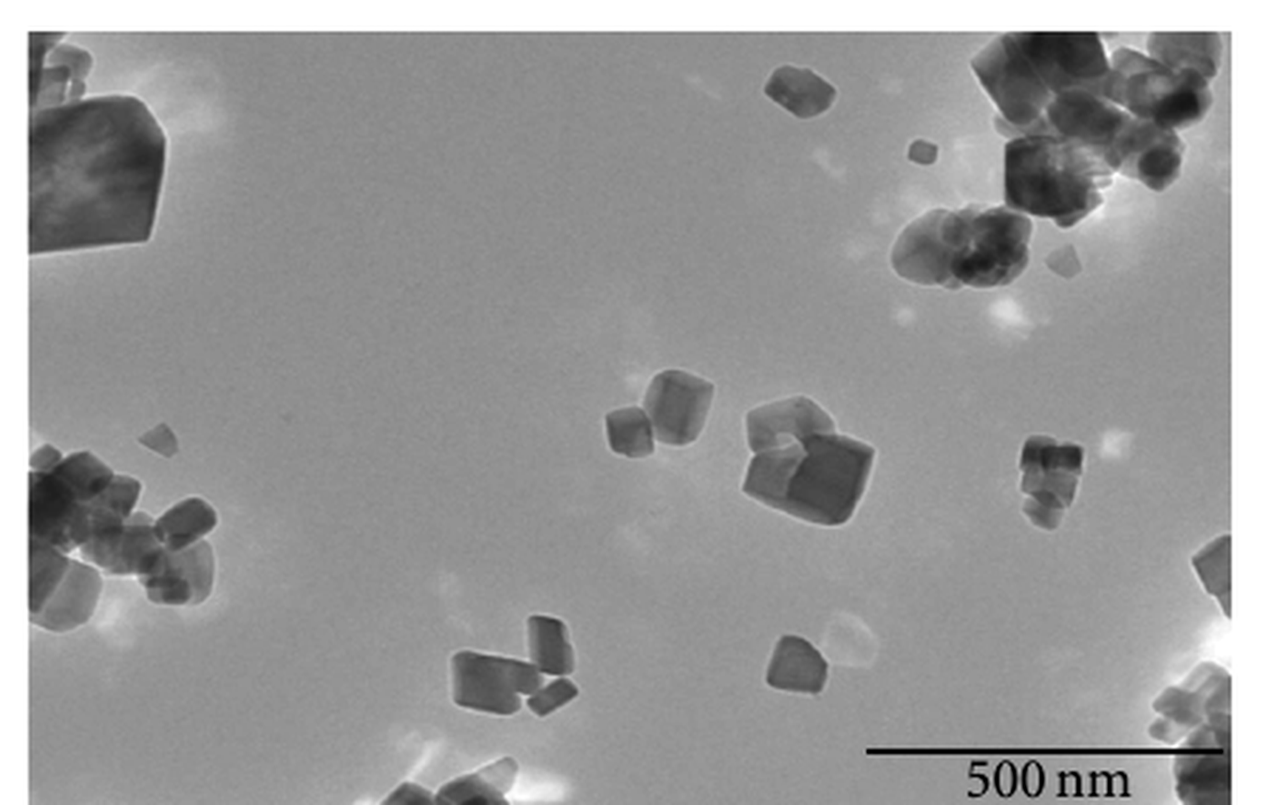Figure 7.3. Transmission electron micrograph of nanocalcite prepared with hydrodynamic cavitation