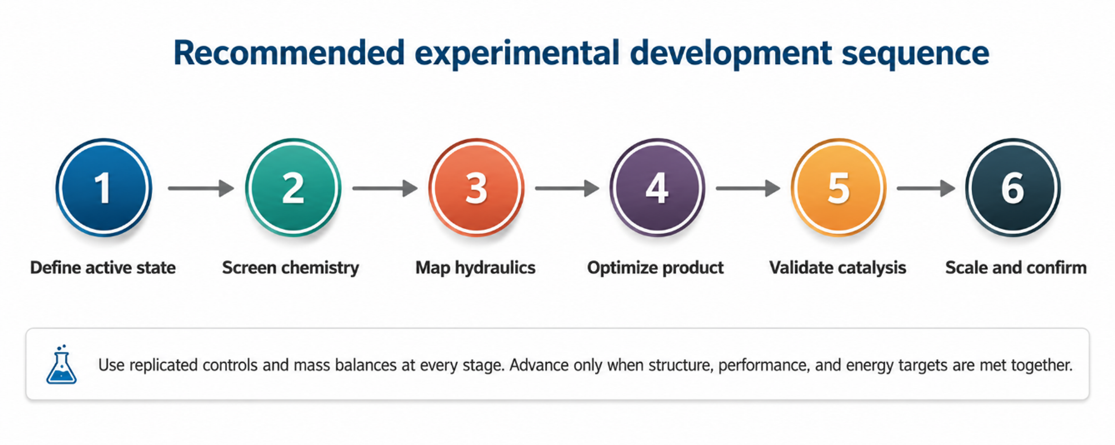 Figure 9.1. Recommended experimental development sequence for a cavitation catalyst