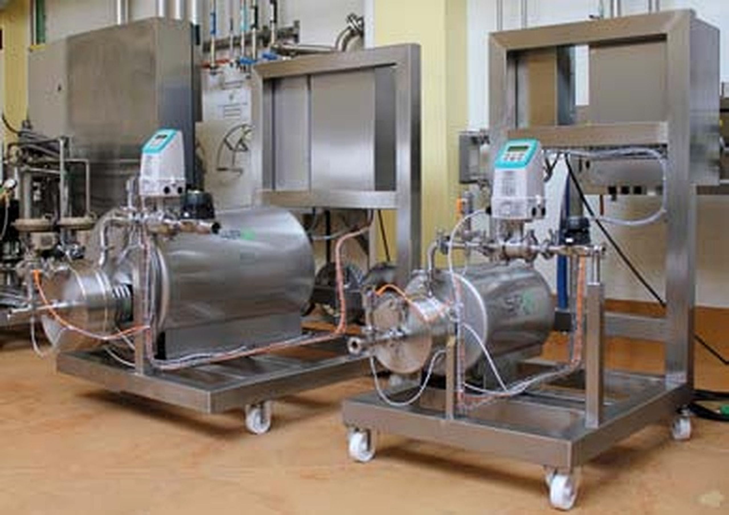 Figure 4.6. Commercial pilot rotor cavitator skids are used for dairy product development