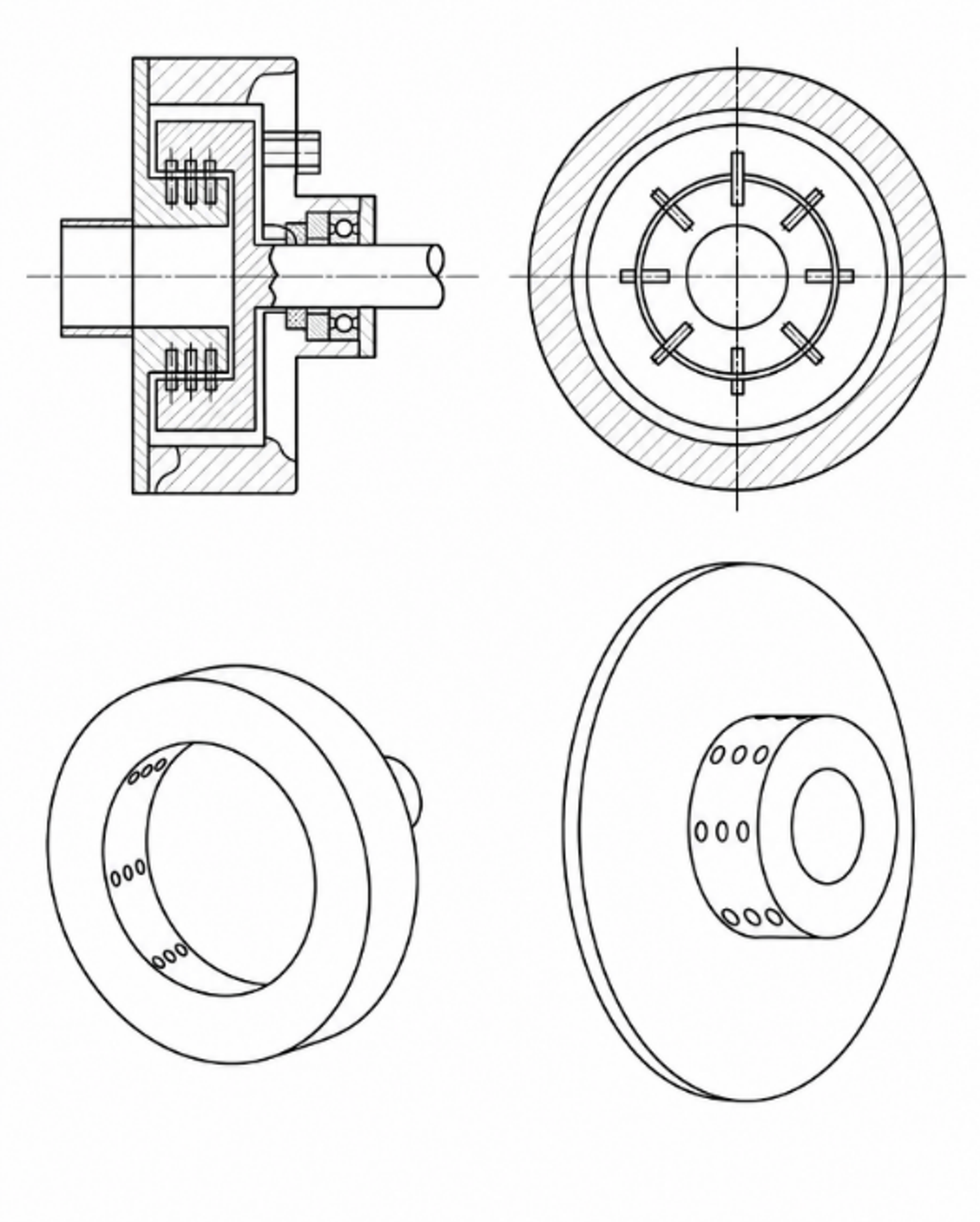 Figure 23. Concentric rotor and stator with circumferential rows of blind bore holes