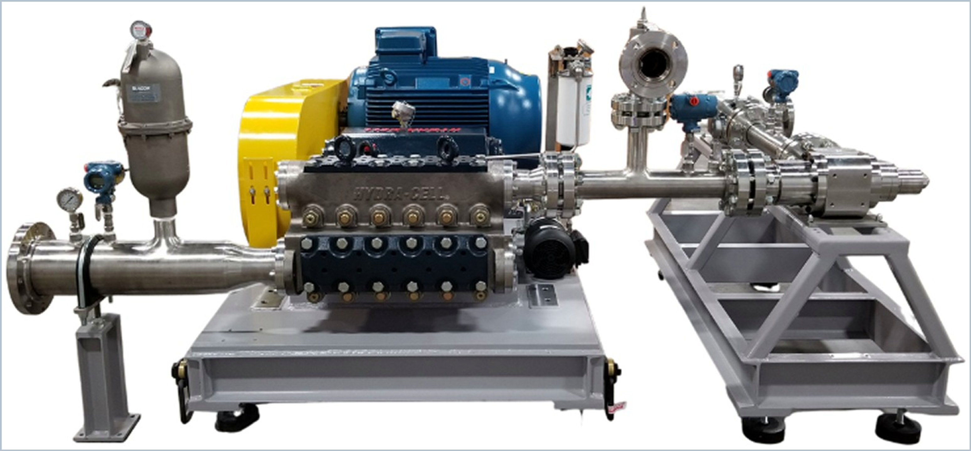 Figure 30. Arisdyne controlled flow cavitation processing skid with feed pump, pressure control, and cavitation section